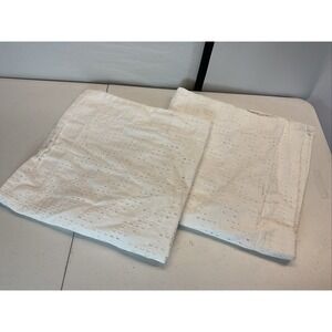 WEST ELM  Cotton Eyelet White Pillow Shams Set‎ Of 2 White 26 x 26 EURO neutral